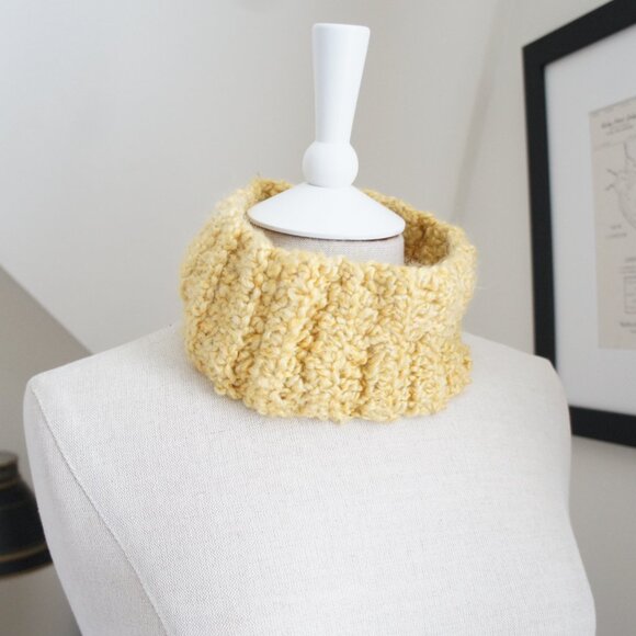 Handmade Mustard Yellow Knit Winter Ski Headband Ear Muff Cowl - Picture 7 of 8